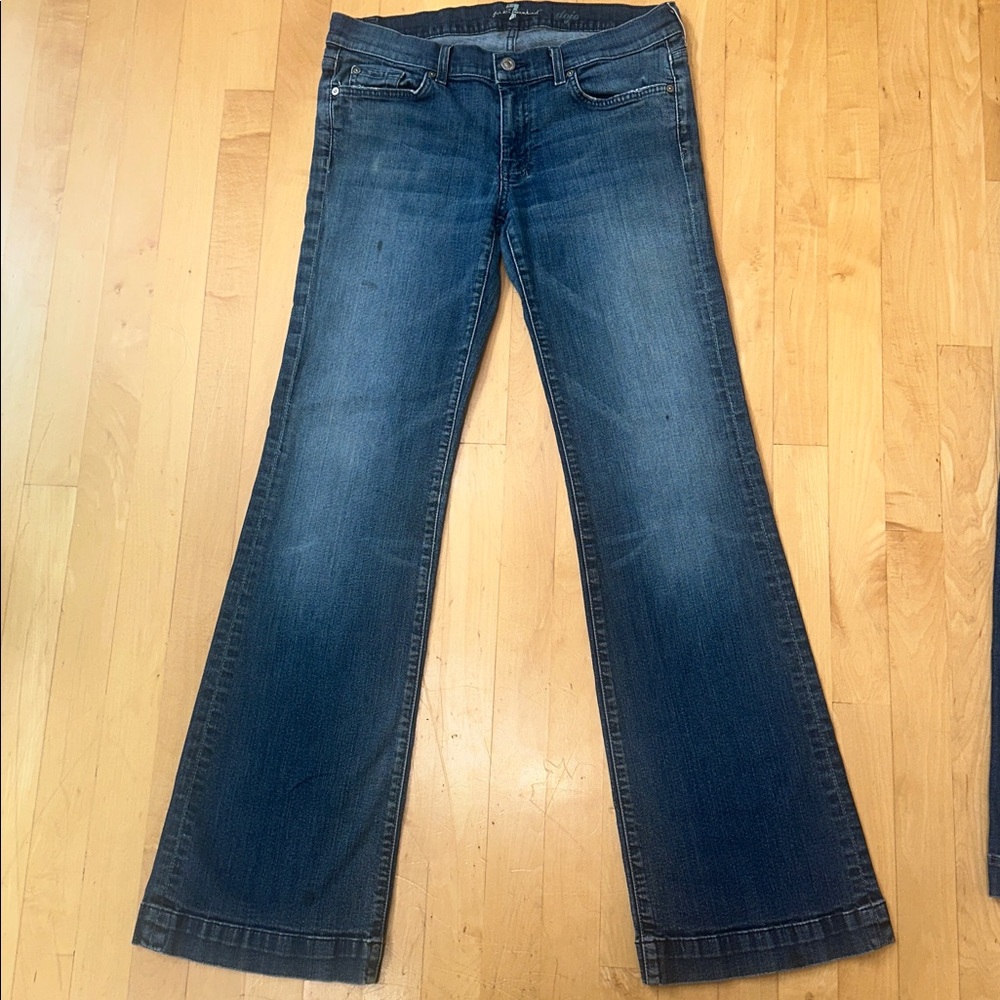 Dojo 31 x 32 x 8 —-7 For All Mankind Women's Dark Blue Wide Leg Jeans - Picture 10 of 11